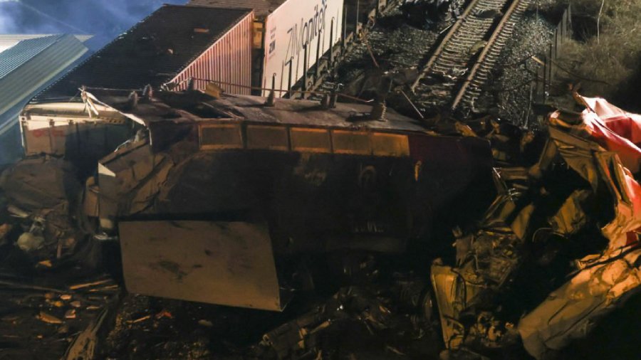The cargo train had been travelling from Thessaloniki to Larissa. Local media said the train left Athens around 7.30 pm (0530 GMT). The fire brigade said it was informed of the accident shortly before midnight.