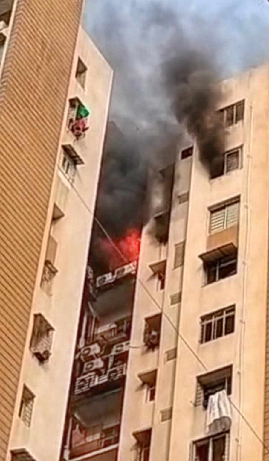 A fire broke out on the 16th floor of Diamond City apartment complex near Nagerbazar on Wednesday afternoon. No one has been reported as injured