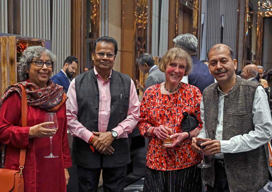 (L-R) Sujata Sen, director of Future Hope; Sudhangshu Sekhar Dey, president, Publishers and Booksellers Guild; and Raju Barman, joint secretary, Publishers and Booksellers Guild; were seen chatting 