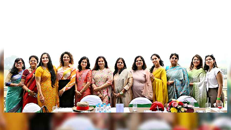 Smita Dharkar (sixth from left) wife of Air Mshl SP Dharkar with wives and guests of fellow officers