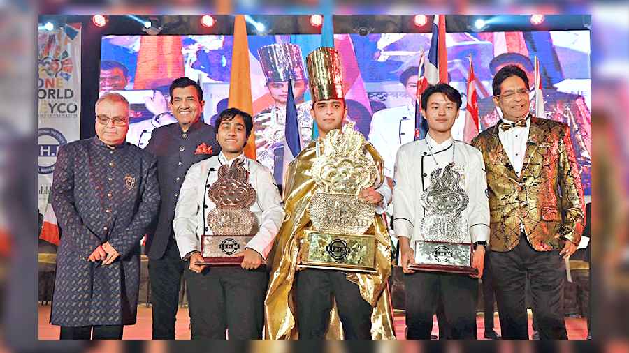 Emil Zeynalzade from Azerbaijan took home the golden trophy and a cash prize of US$5,000 in the country’s first-ever participation at the IIHM Young Chef Olympiad; Patiphon Lertsurakitti of Thailand won Silver and cash prize and Naureen Shaikh representing India won Bronze and cash prize