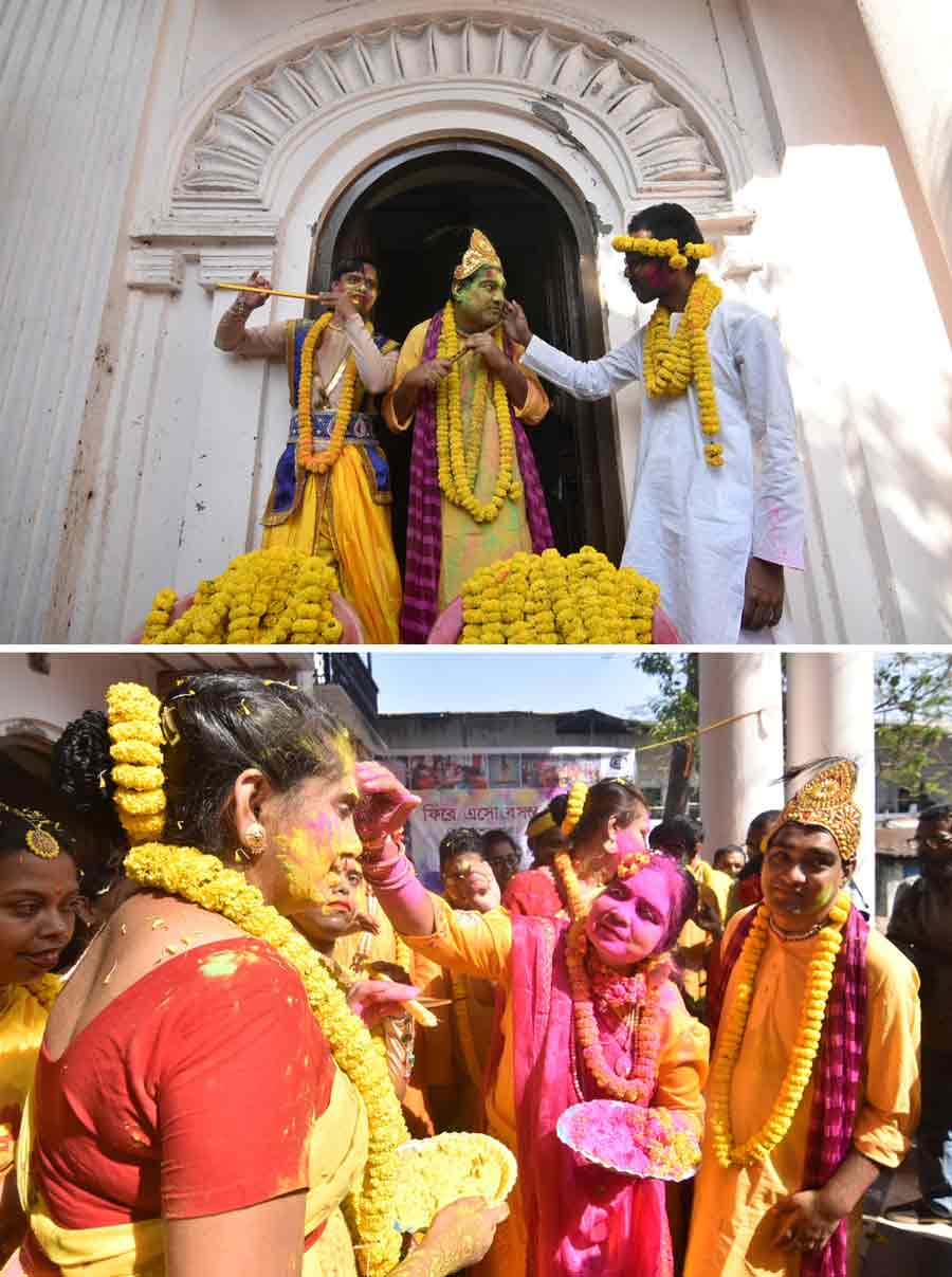A pre-Holi celebration was organised for specially-abled people at Sovabazar Sutanuti Natmandir by Sangbedan