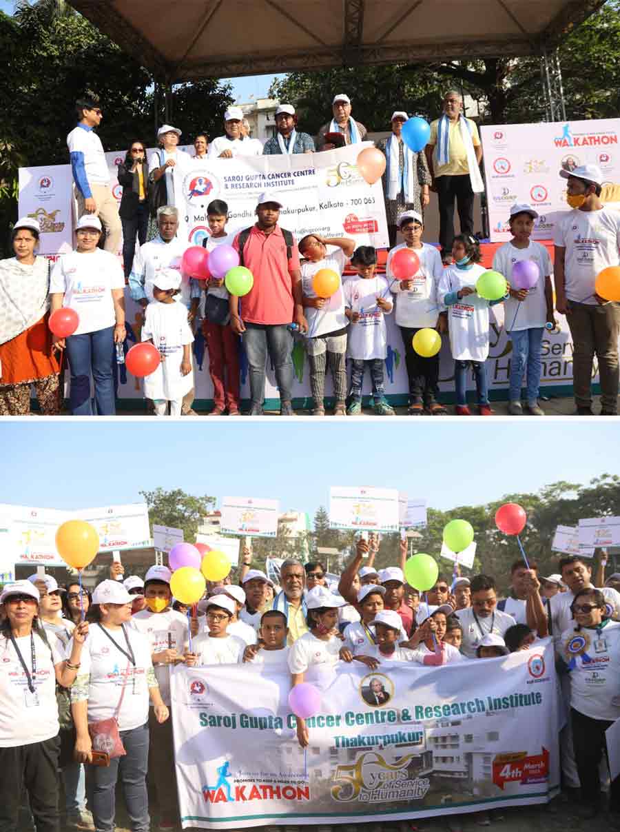 Cancer survivors participate in a walkathon on Saturday to raise awareness about the importance of early detection, treatment and cure 