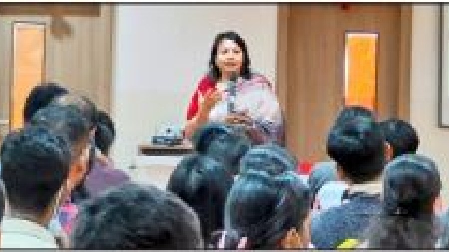 Suman Sood, director, BD Memorial, speaks at the session with parents on Saturday
