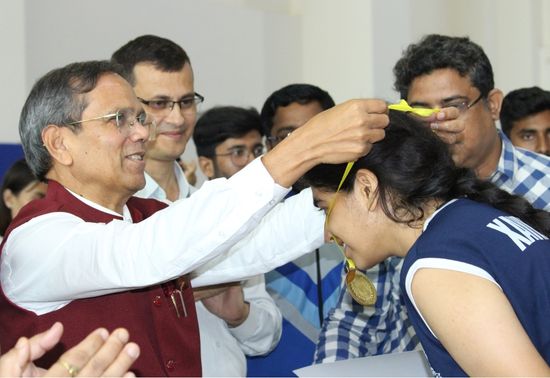 Winner at Amiphoria'23 receiving medal by dignitary at Amity University, Kolkata