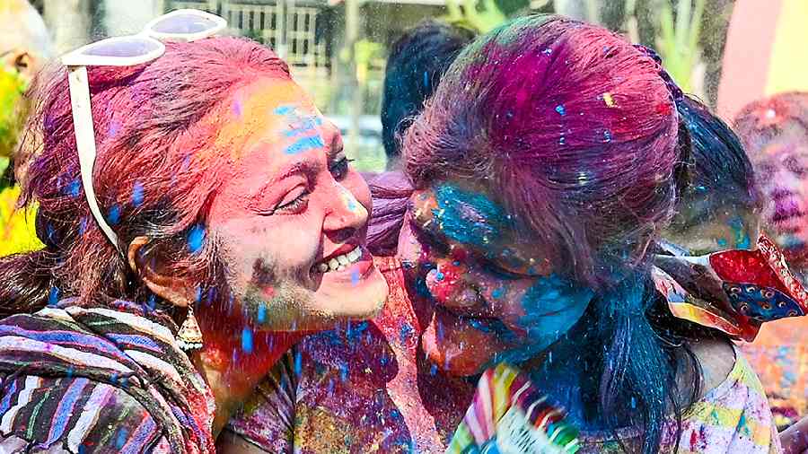 Holi celebrations at Golf Green Central Park on Tuesday