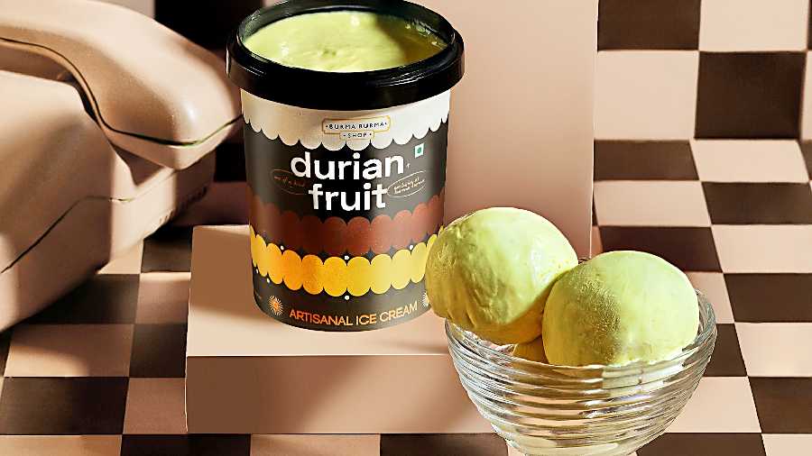 Durian Fruit Ice Cream is all about an acquired taste. This ice cream made with the Asian fruit will either get you hooked or repel you due to its distinct aroma and taste. Rs 700 (500 ml)