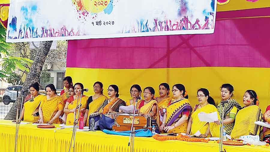 Women sing a medley of songs at the children’s  park in BA Block