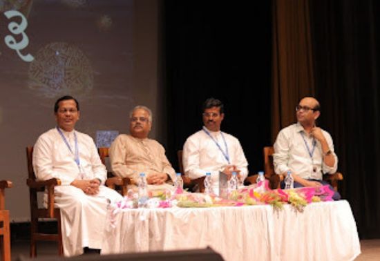 Vice principals of the college Rev Fr. Joseph Kulandai S.J, Rev Fr. A. Peter Arockiam S.J, the chief guest, Mr. Priyankar Paliwal, and The dean of BMS department Prof. Sougata Banerjee