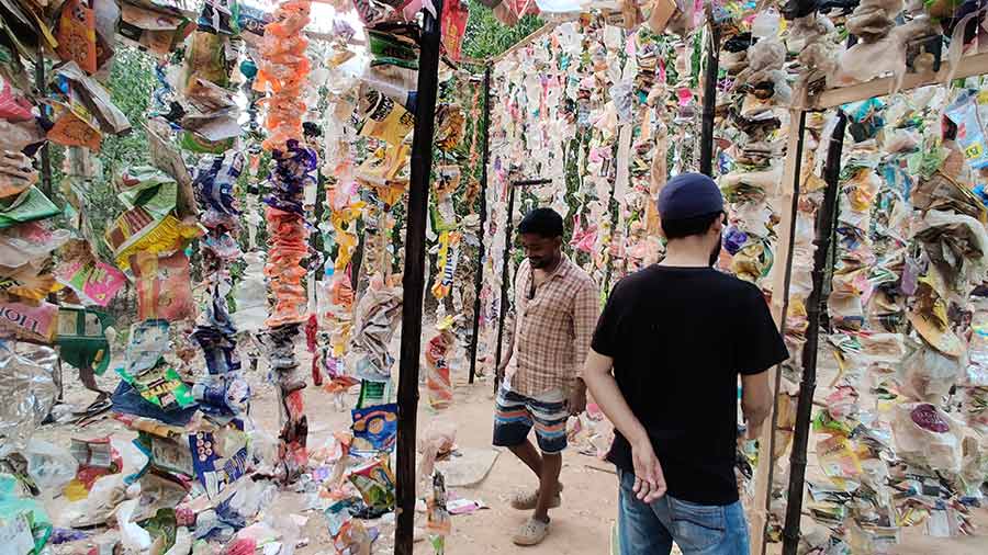 Students collected plastic from Sonajhuri haat and the jungle