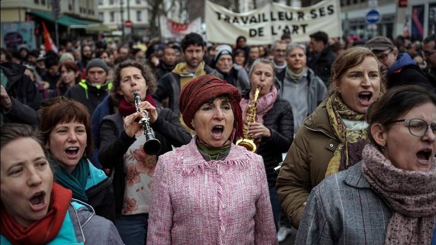 Protesters in Lyon turned out on Saturday against Macron's pension reforms