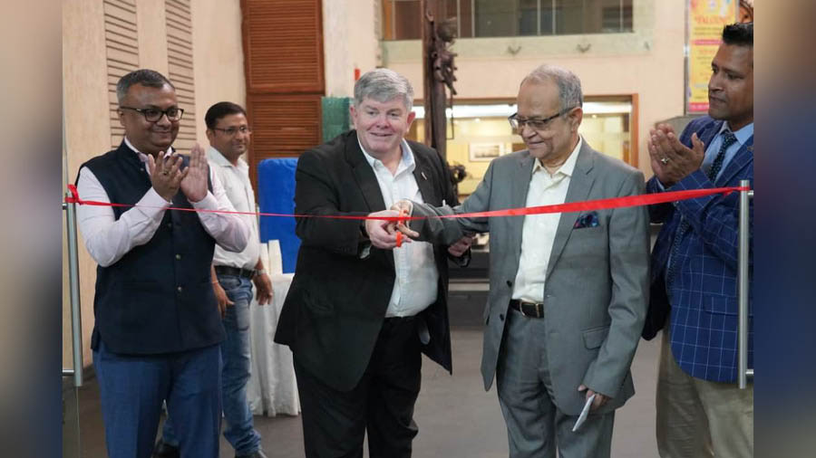 A three-day UK-themed photography exhibition, titled ‘Unplugged: Best of the UK’ was inaugurated on March 10, 2023, at the Indian Council for Cultural Relations (ICCR), Kolkata. It is being organised in collaboration with the UK government, Indo- British Scholars Association (IBSA) and Bengal Heritage Foundation (BHF). Above, the exhibition being inaugurated by Peter Cook, acting British Deputy High commissioner to Kolkata, and Subrata Paul, president, IBSA 