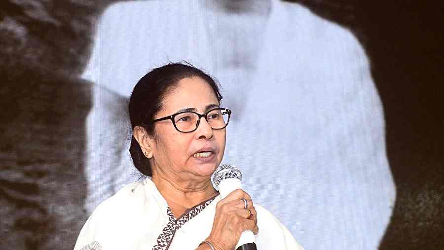 Chief minister Mamata Banerjee speaks at the programme at Alipore Judges’ Court on Tuesday