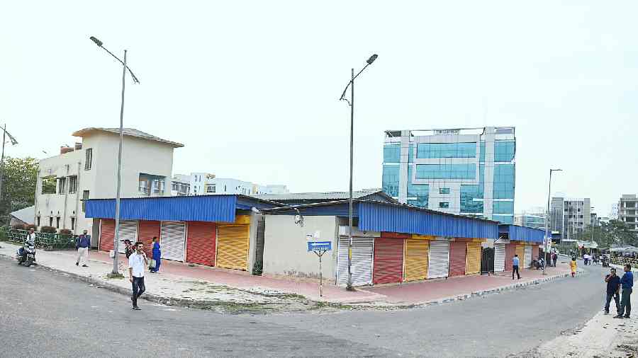 File picture of stalls in a shed built for hawkers in New Town