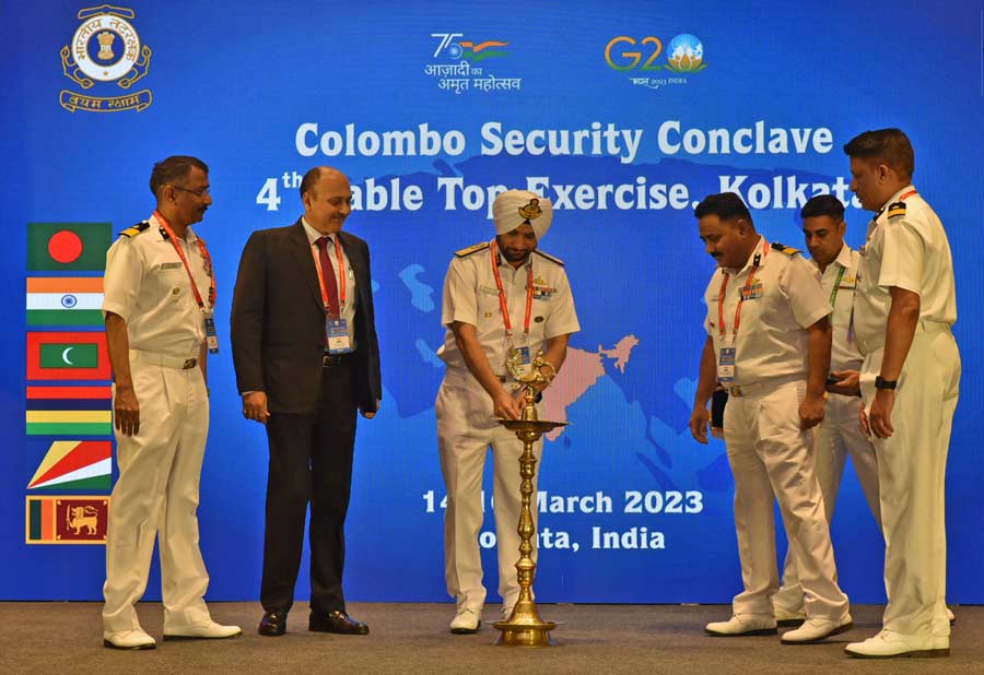 Inspector General Iqbal Singh Chauhan, TM Commander Coast Guard Region (North East), Kolkata inaugurates the Colombo Security Conclave, 4th Table Top Exercise on Wednesday  