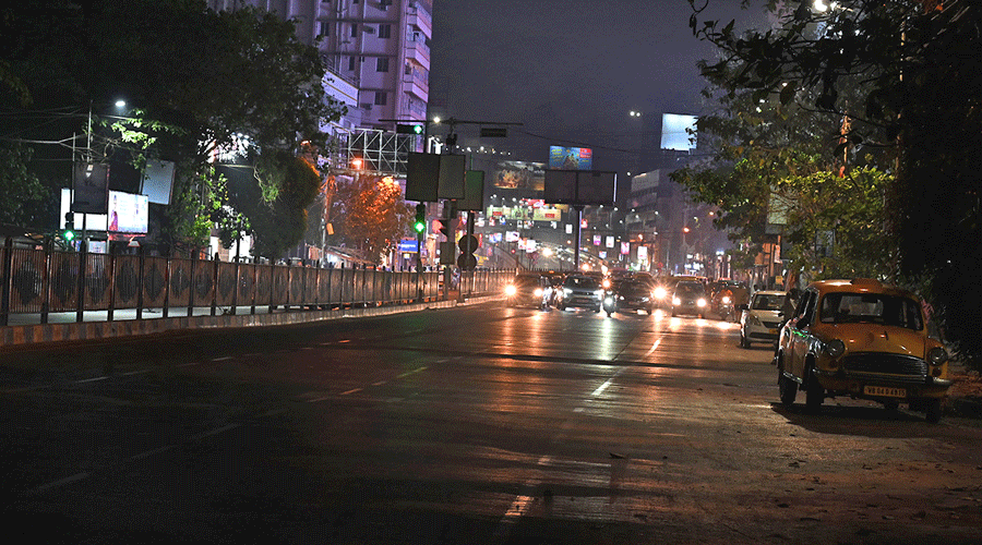 A poorly lit road near the Gariahat  tram depot on Sunday evening.