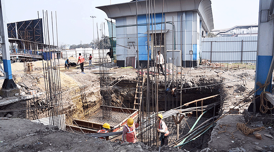 Upgrade work in progress at New Jalpaiguri railway station.
