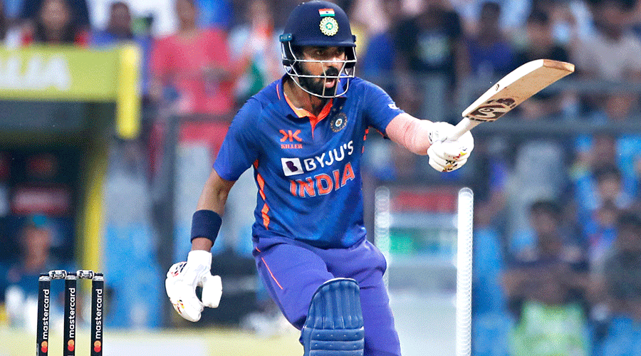 KL Rahul during his unbeaten 75 in the first ODI of the series against Australia at the Wankhede on Friday.