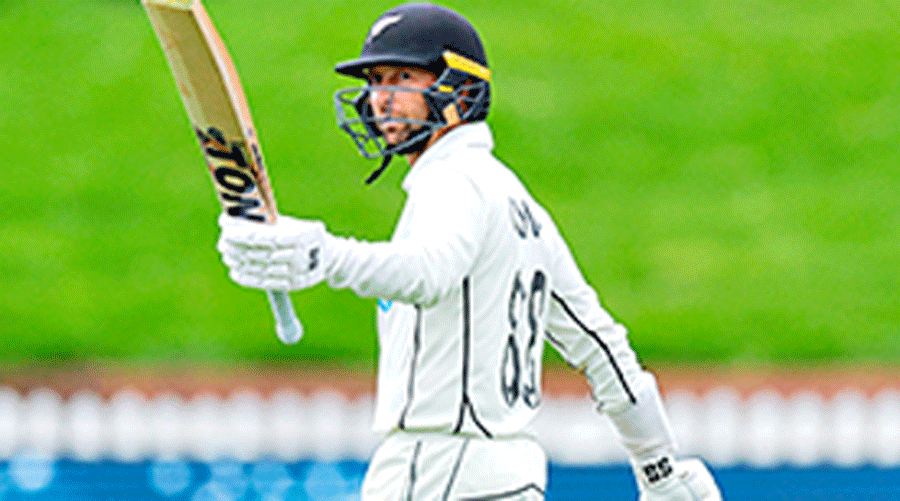 New Zealand’s Devon Conway after his half-century in Wellington on Friday.