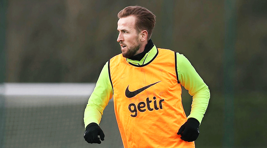 Harry Kane is seen during a training session.