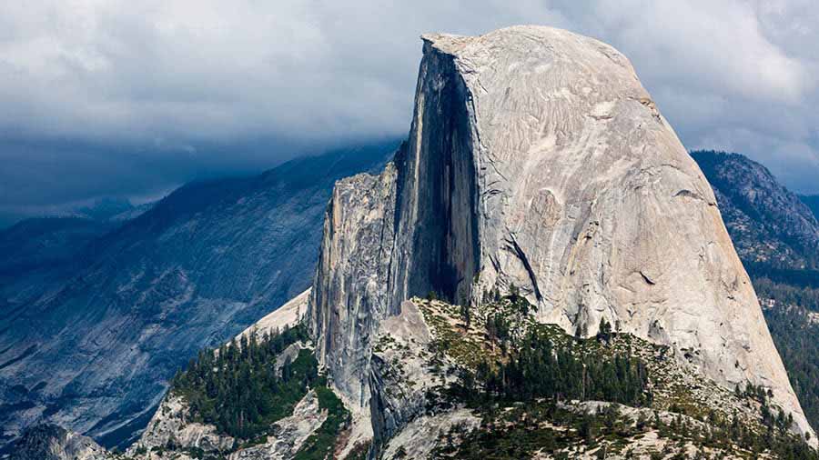 A close-up view of Half Dome