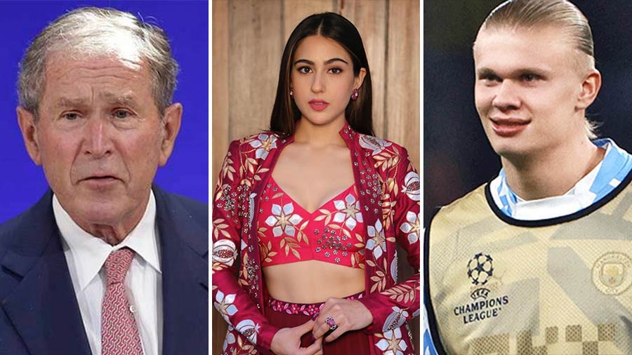 (L-R) George W. Bush, Sara Ali Khan and Erling Haaland are among the newsmakers of the week