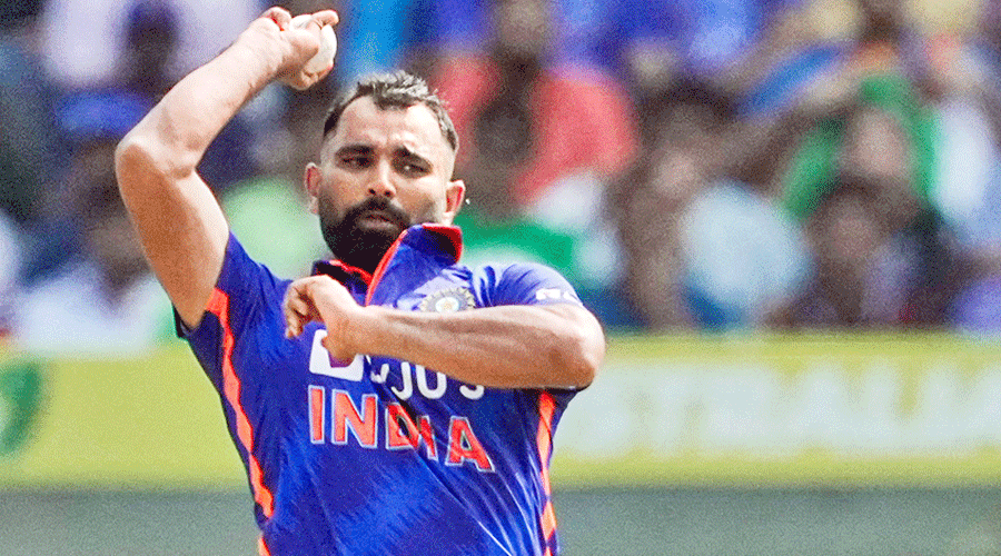 Mohammed Shami during the first ODI against Australia in Mumbai on Friday.