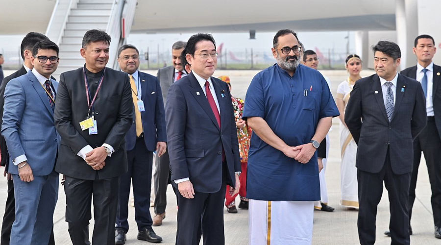 Japanese Prime Minister Fumio Kishida arrives in India