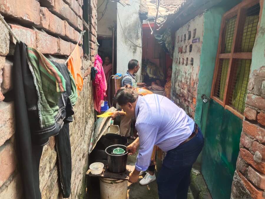 With rain in the city, the Kolkata Municipal Corporation (KMC) personnel went on a cleaning and awareness spree across the city. They checked for water collected at odd places and also sprinkled disinfectants    