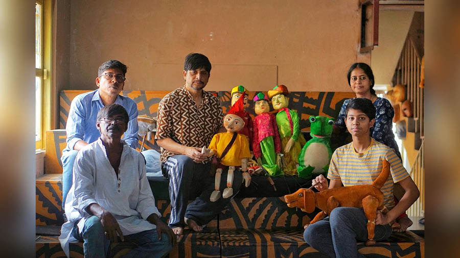 Kolkata’s Doll’s Theatre, headed by (third from left) Sudip Gupta has been performing puppetry theatre since 1990