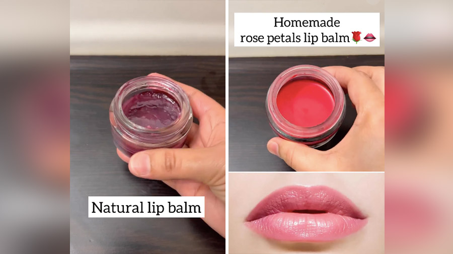 DIY homemade lip balm with rose petals for lips by the Instagram page -