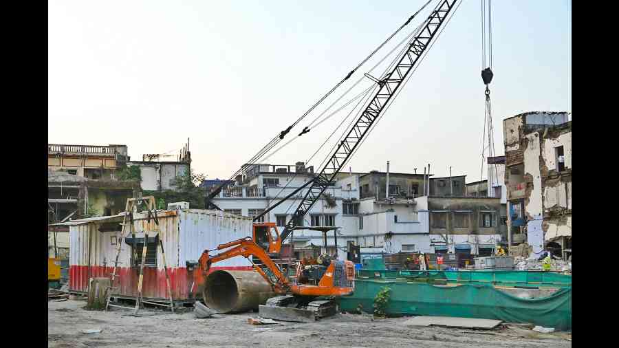 The East-West Metro construction site in Bowbazar. 