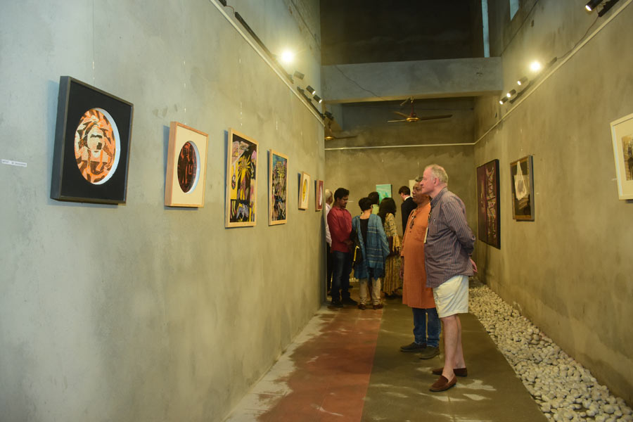 Jean-Claude Perrier attends the exhibition of works by local artists that were displayed at the Gitanjali Cultural Complex during the mela