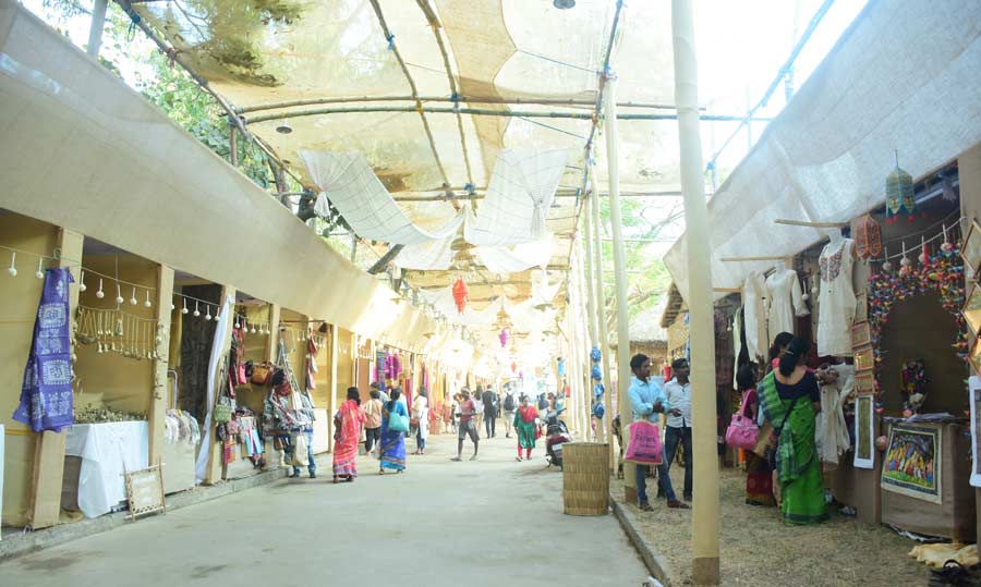 Glimpses of the Nabanna mela grounds on the first day