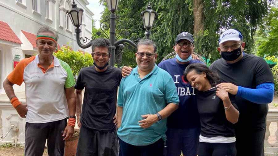 Anil Mukerji, Aniruddha Roy Chowdhury and Sumantra Dutta with their friends at Tolly 