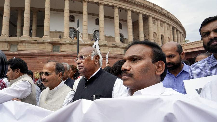 Hitting out at the government over Rahul Gandhi's disqualification from Lok Sabha, the Congress said it was 'a black day for Indian democracy' and asserted that the battle will be fought both 'legally and politically'.