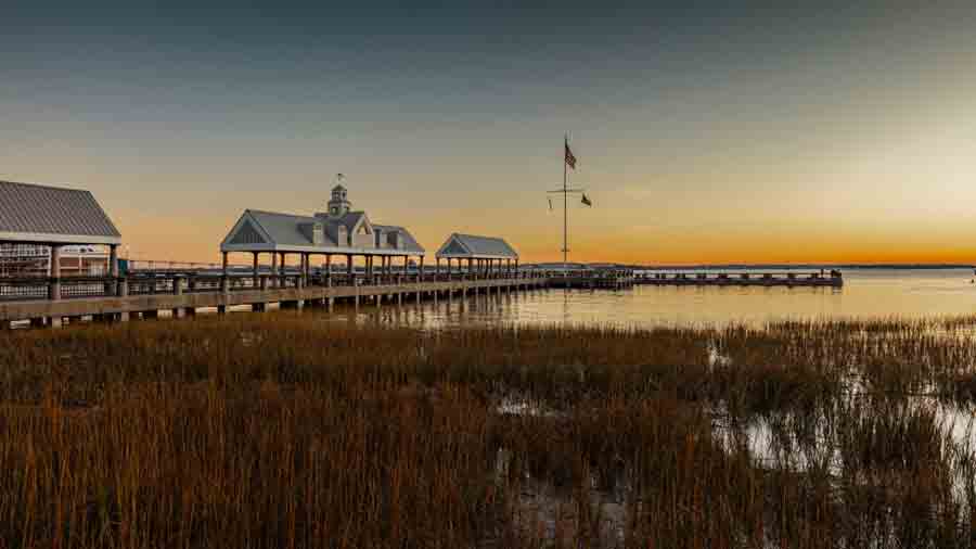 Sunrise at Charleston harbour