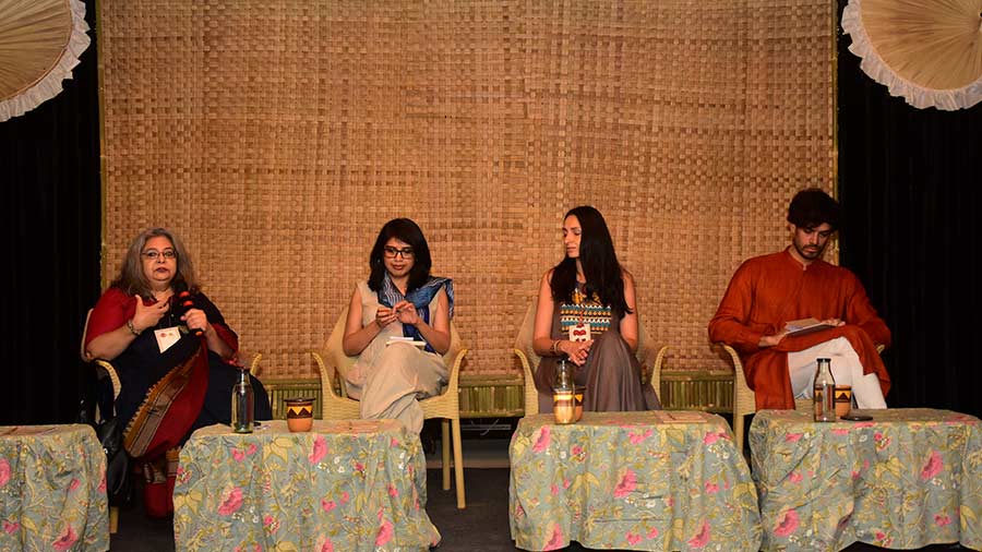 Anjum Katyal, Sumana Roy, Iryna Vikyrchak and Krisha Kops during the session ‘Call and Response’