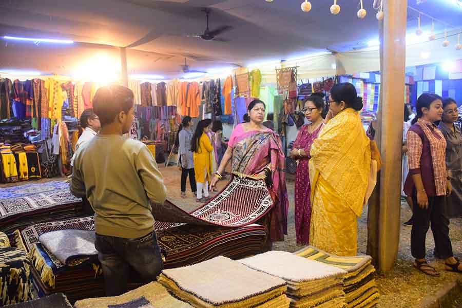 A variety of crafts, from jewellery and clothes to carpets and artwork were available at the Nabanna Mela 