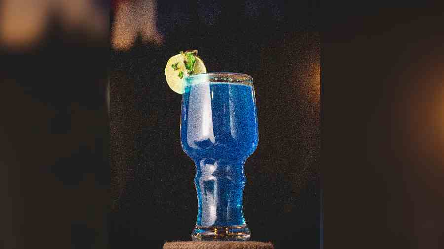 An array of mocktails and tea are on offer including classics like Blue Lagoon (in picture)