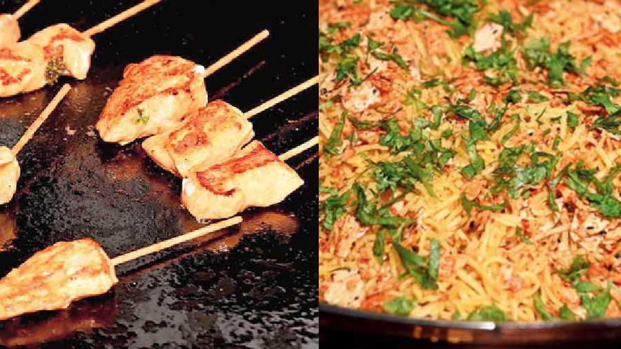 (l-r) Thai-style Chicken Satays were a hot fave too, Who can say no to some Biryani?