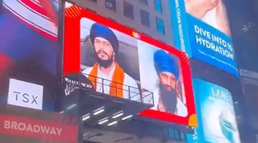 Amritpal Singh's photo was also displayed on one of the billboards at Times Square.