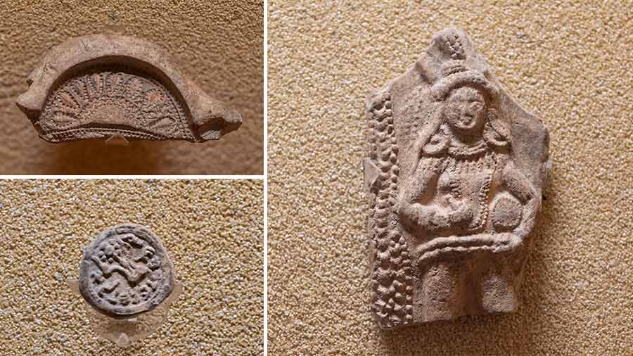 Terracotta plaques and seals unearthed from Tilpi and Dhosa excavation sites