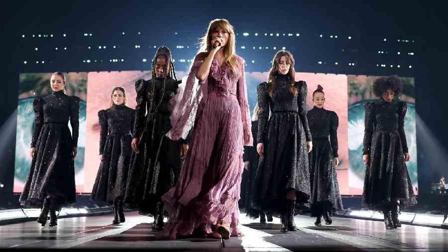 For her Folklore set, Swift dressed in this flowy Alberta Ferretti gown on day one. The album, which had been released during the pandemic in 2020, was her foray into indie-folk music with haunting and breezy tunes, the vibes of which can be seen embodied in this gown.
