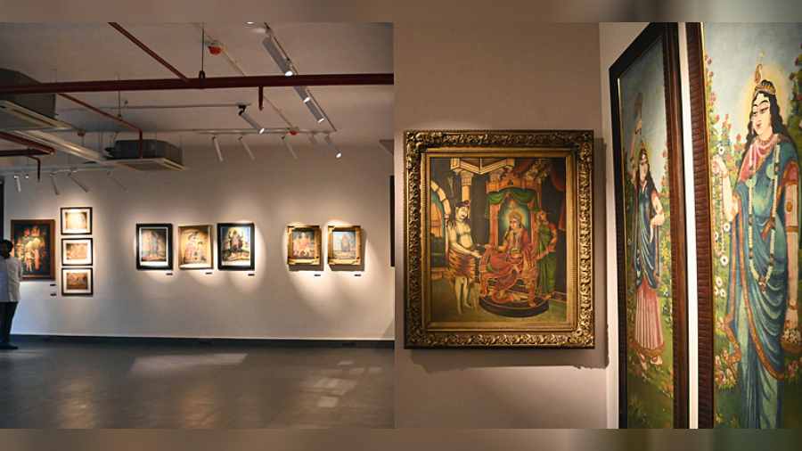 The interiors of the gallery have been kept white so that the artwork becomes the main focus.