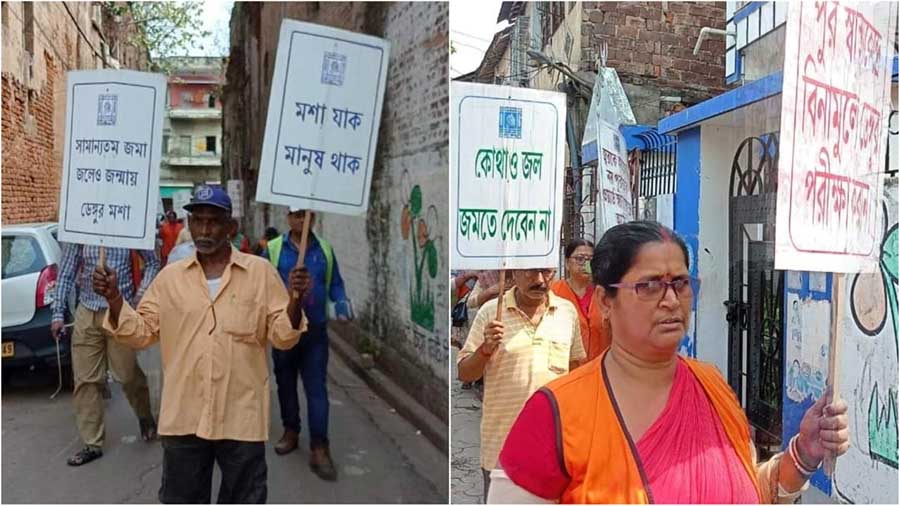 KMC frontline workers of the vector control team & SWM department across the city carried out an awareness drive against vector borne diseases. This drive was carried across different wards of Kolkata on Wednesday   
