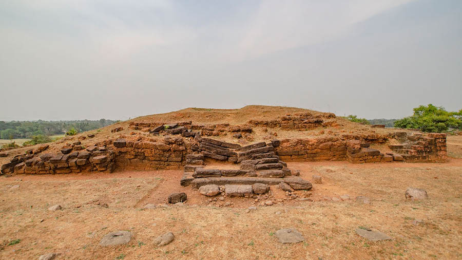 Remains of the main stupa on Langudi Hill