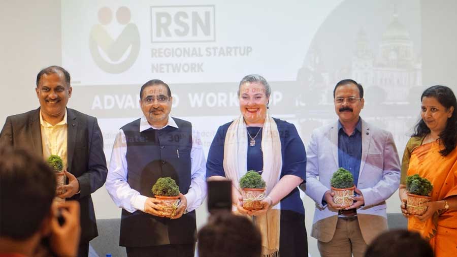 (L-R)  Mrutyunjay Suar, chief executive officer, KIIT- TBI; Ashok Dhar, former president, petroleum business; Melinda Pavek, US consul-general; Vishnu S Baldwa, managing director, Indorama and Surekha Routray, head- social incubation, KIIT – TBI