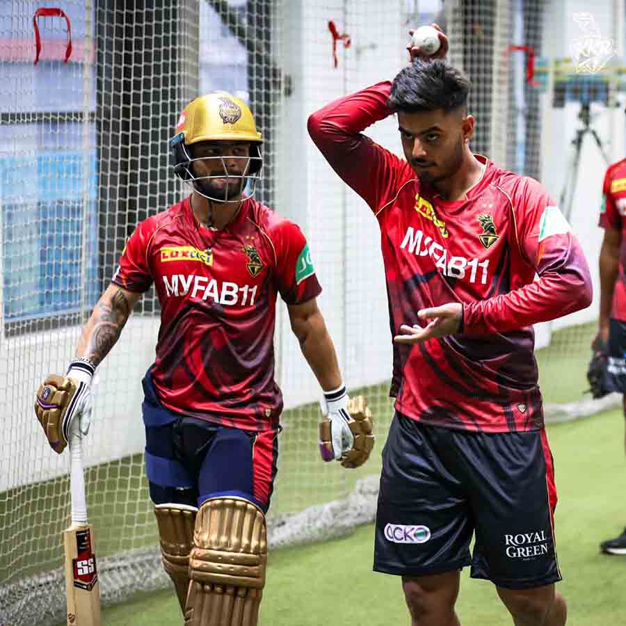 KKR's Rinku Singh and Nitish Rana at the nets in Mohali on Thursday ahead of their first IPL match on April 1 against Punjab Kings. The Indian Premier League, 2023 begins on March 31. KKR appointed Nitish Rana as their captain following Shreyas Iyer’s injury. Nitish Rana has been with the franchise since 2018 and has led his state team Delhi in a dozen T20s at the Syed Mushtaq Ali Trophy winning eight and has also scored 1,774 runs from a total of 74 matches at a strike rate of 135.61 for Kolkata Knight Riders. Two times IPL Trophy winners KKR ended the last season in 7th position