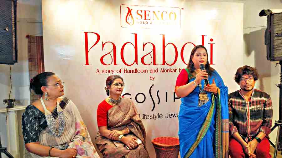 “We are happy to showcase the second edition of Padaboli, a unique exhibition of jewellery and traditional saris of Bengal, among patrons of jewellery and connoisseurs of handmade textiles in the city. Through this unique concept, we want to give women the chance to be able to dress up in a new way that provides satisfaction and expresses their individuality. The new Padaboli collection is specially curated to celebrate Poila Baisakh and displays the intricate skills of artisans and weavers of Bengal,” said Joita Sen, director and head of marketing, Senco Gold &amp; Diamonds, while speaking at the inauguration of the exhibition.